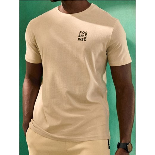 Sinsay - Koszulka z napisem - beżowy ze sklepu Sinsay w kategorii T-shirty męskie - zdjęcie 184915957