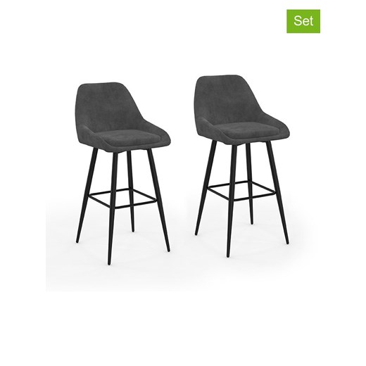 IDOMYA Factory Hockery barowe (2 szt.) &quot;Olivia&quot; w kolorze antracytowo-czarnym - 46 x 92 x 44 cm ze sklepu Limango Polska w kategorii Meble - zdjęcie 184917907