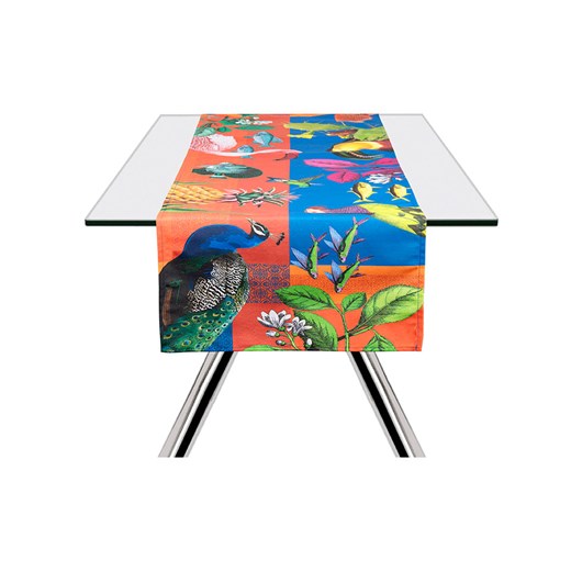 Trendy Kitchen by EXCÉLSA Bieżnik &quot;Rhapsody&quot; w kolorze czerwono-niebieskim - 140 x 45 cm ze sklepu Limango Polska w kategorii Obrusy i bieżniki - zdjęcie 184917925