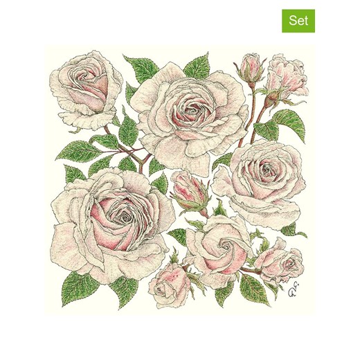 ppd Serwetki (40 szt.) &quot;Roses&quot; w kolorze jasnoróżowo-zielonym ze sklepu Limango Polska w kategorii Akcesoria kuchenne - zdjęcie 184918276