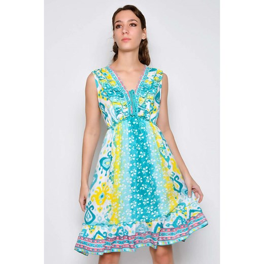 Tarifa Sukienka w kolorze żółto-turkusowo-białym ze sklepu Limango Polska w kategorii Sukienki - zdjęcie 184919469