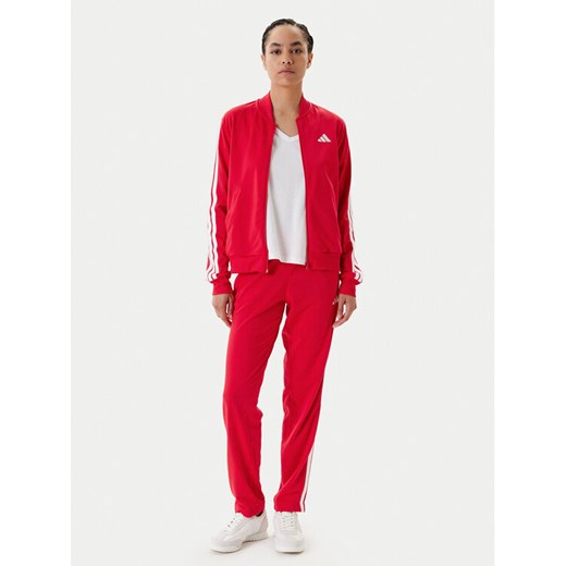 adidas Dres Essentials 3-Stripes JD2684 Czerwony Regular Fit ze sklepu MODIVO w kategorii Dresy damskie - zdjęcie 184920297