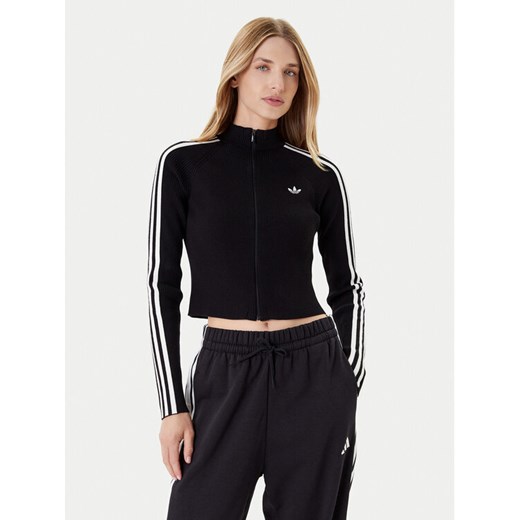 adidas Bluza adicolor 3-Stripes JY2597 Czarny Slim Fit ze sklepu MODIVO w kategorii Bluzy damskie - zdjęcie 184920929