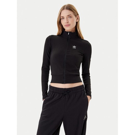adidas Bluza Essentials Ribbed JD5905 Czarny Slim Fit ze sklepu MODIVO w kategorii Bluzy damskie - zdjęcie 184920995