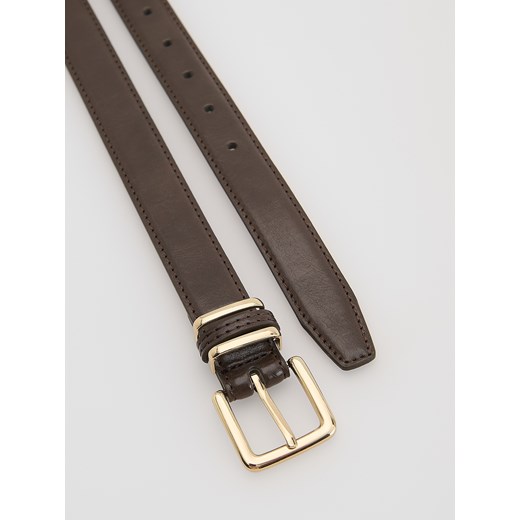Reserved - Gładki pasek z klamrą - ciemnobrązowy Reserved L Reserved