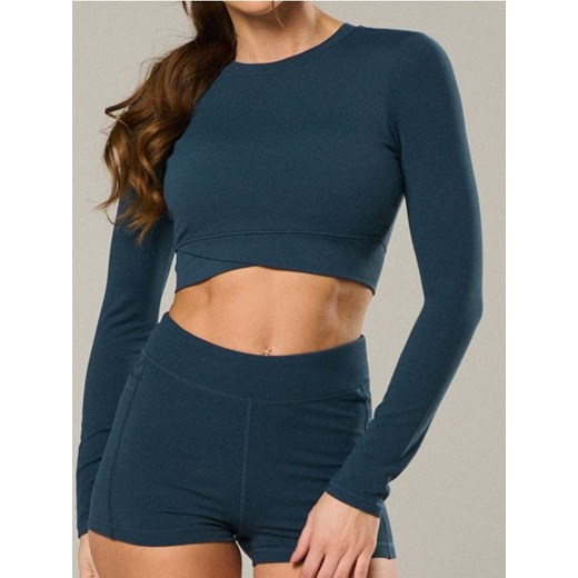 Sinsay - Sportowy crop top w stylu basic - granatowy - id: 161FV-59X - marki Sinsay - 184923667 Sinsay - Sportowy crop top w stylu basic - granatowy ze sklepu Sinsay w kategorii Bluzki damskie - zdjęcie 184923667