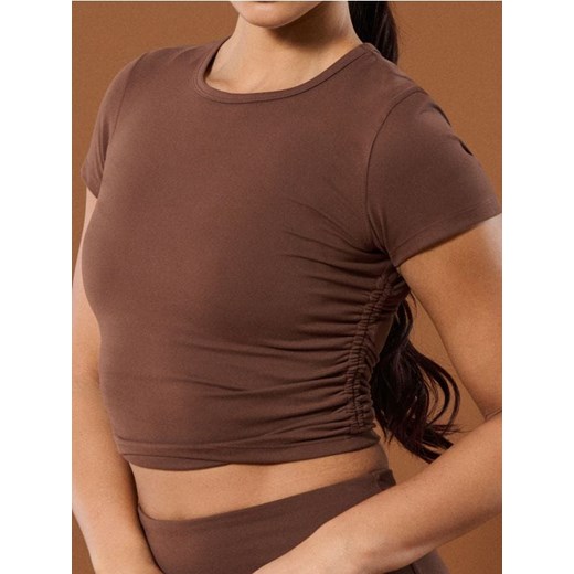 Sinsay - Sportowe crop top - brązowy Sinsay M Sinsay
