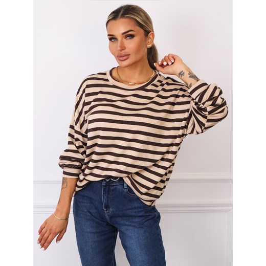 BLUZKA OVERSIZE W PASKI- CAPPUCCINO ze sklepu olika.com.pl w kategorii Bluzki damskie - zdjęcie 184924125