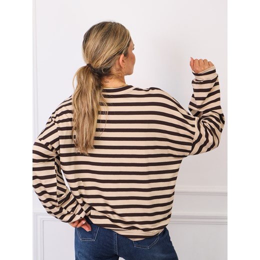 BLUZKA OVERSIZE W PASKI- CAPPUCCINO Olika uniwersalny olika.com.pl