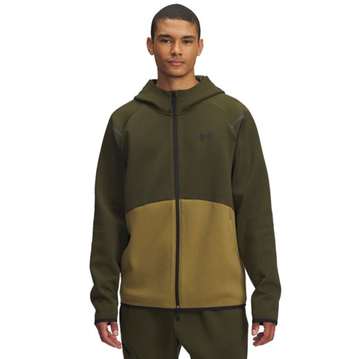 Męska bluza dresowa rozpinana z kapturem Under Armour UA Unstoppable Fleece Full-Zip - khaki ze sklepu Sportstylestory.com w kategorii Bluzy męskie - zdjęcie 184924678