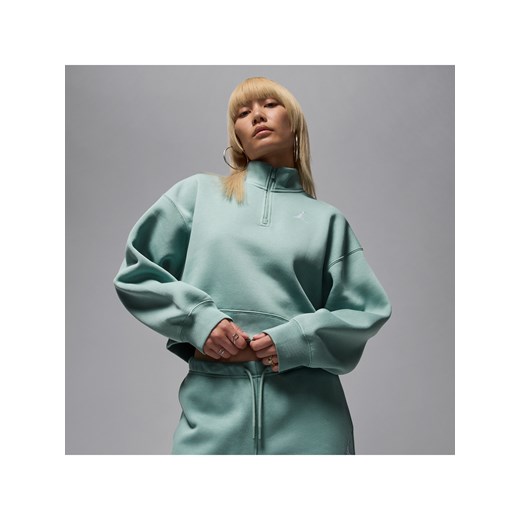 Damska bluza z zamkiem 1/4 Jordan Brooklyn Fleece - Zieleń ze sklepu Nike poland w kategorii Bluzy damskie - zdjęcie 184925205
