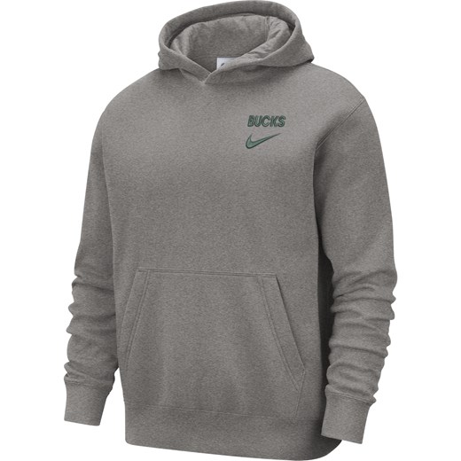 Męska bluza z kapturem zakładana przez głowę Nike NBA Milwaukee Bucks Club Courtside - Szary ze sklepu Nike poland w kategorii Bluzy męskie - zdjęcie 184925387