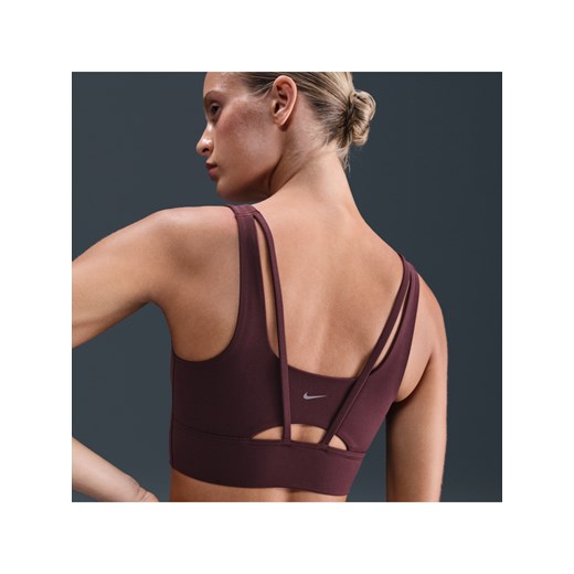Damski stanik sportowy z wyściełanymi miseczkami o wydłużonym kroju zapewniający średnie wsparcie Nike Zenvy - Czerwony ze sklepu Nike poland w kategorii Biustonosze - zdjęcie 184925429