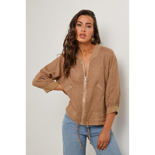 Le Monde du Lin Lniana kurtka w kolorze jasnobrązowym - id: 17262638 - marki Le Monde Du Lin - 184926686 Le Monde du Lin Lniana kurtka w kolorze jasnobrązowym ze sklepu Limango Polska w kategorii Kurtki damskie - zdjęcie 184926686