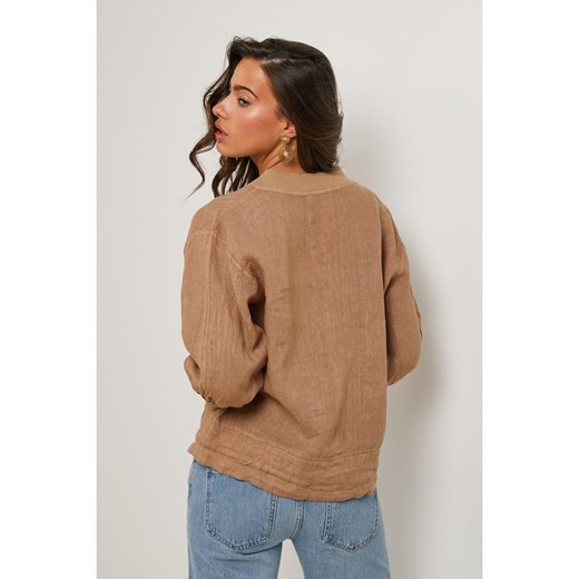 Le Monde du Lin Lniana kurtka w kolorze jasnobrązowym Le Monde Du Lin 36/38 promocyjna cena Limango Polska