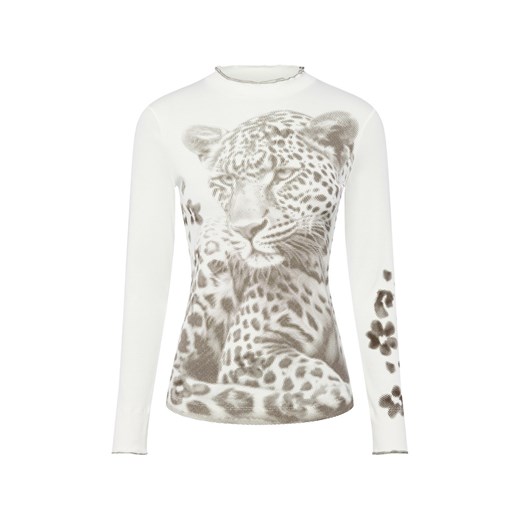 Marc Cain Damska koszulka z długim rękawem Kobiety Bawełna biały nadruk ze sklepu vangraaf w kategorii Bluzki damskie - zdjęcie 184928966