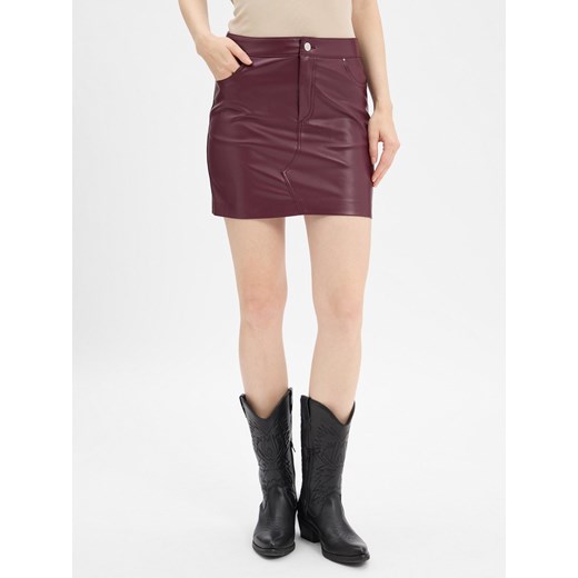 Noisy May Damska spódnica mini - MNKate Kobiety Sztuczna skóra bordowy jednolity ze sklepu vangraaf w kategorii Spódnice - zdjęcie 184929047