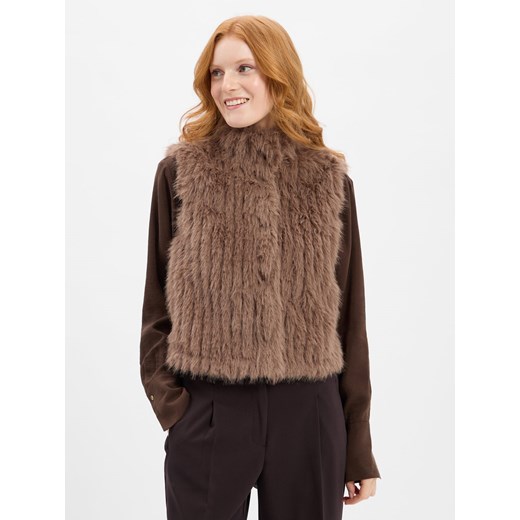 Rino & Pelle Damska kamizelka ze sztucznego futra - Dava Kobiety taupe jednolity ze sklepu vangraaf w kategorii Kamizelki damskie - zdjęcie 184929115