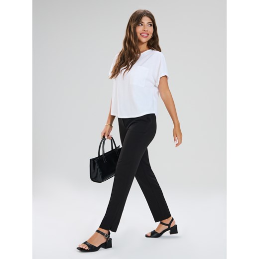 Sinsay - Wiskozowa bluzka z ozdobną kieszonką - biały Sinsay XXL Sinsay