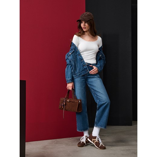 Sinsay - Koszulka z długimi rękawami - kremowy Sinsay XS Sinsay