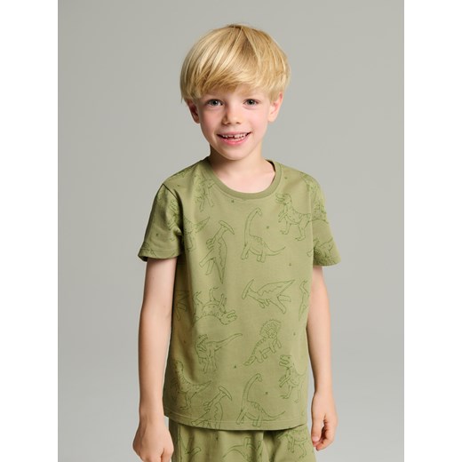 Sinsay - Piżama dwuczęściowa z motywem dinozaurów - zielony Sinsay 128 (7-8 l) Sinsay