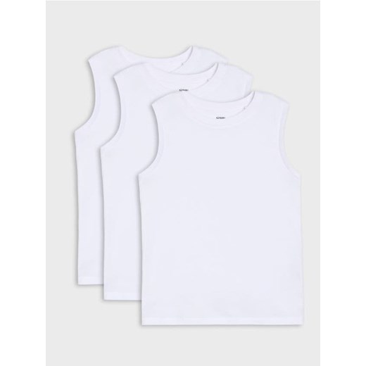Sinsay - Bawełniana koszulka na ramiączkach 3 pack - biały - id: 058FT-00X - marki Sinsay - 184934217 Sinsay - Bawełniana koszulka na ramiączkach 3 pack - biały ze sklepu Sinsay w kategorii T-shirty chłopięce - zdjęcie 184934217