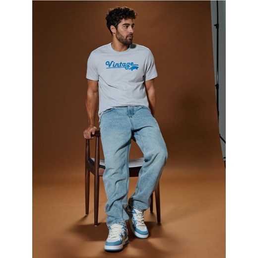 Sinsay - Koszulka - kremowy ze sklepu Sinsay w kategorii T-shirty męskie - zdjęcie 184934267
