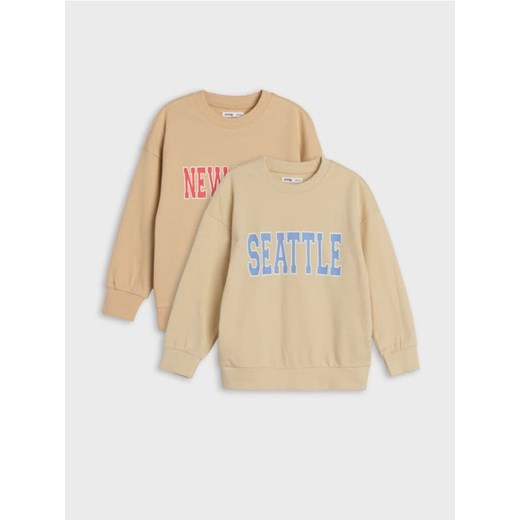 Sinsay - Bluzy z napisem 2 pack - kremowy Sinsay 122 (6-7 l) promocyjna cena Sinsay