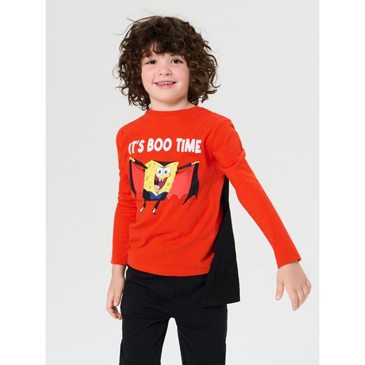 Sinsay - Koszulka z długimi rękawami SpongeBob SquarePants - czerwony Sinsay 98 (2-3 l) Sinsay
