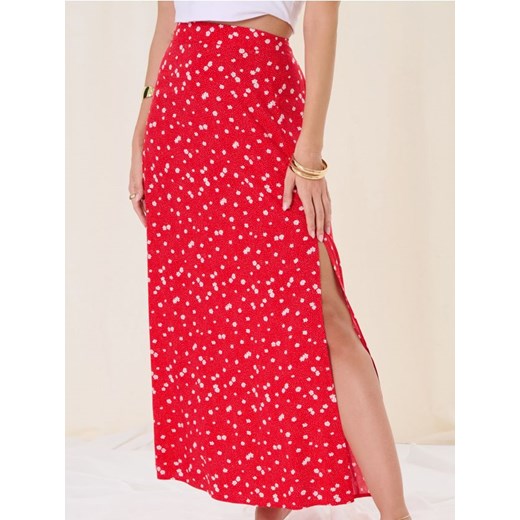 Sinsay - Wiskozowa spódnica midi w cętki - czerwony ze sklepu Sinsay w kategorii Spódnice - zdjęcie 184940737
