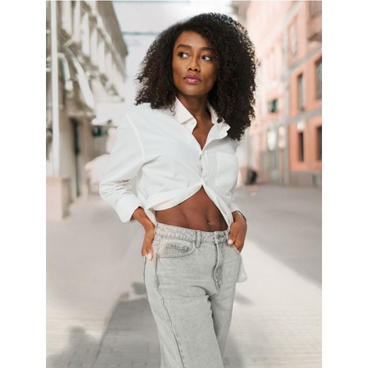 Sinsay - Jeansy high waist - szary Sinsay 44 wyprzedaż Sinsay