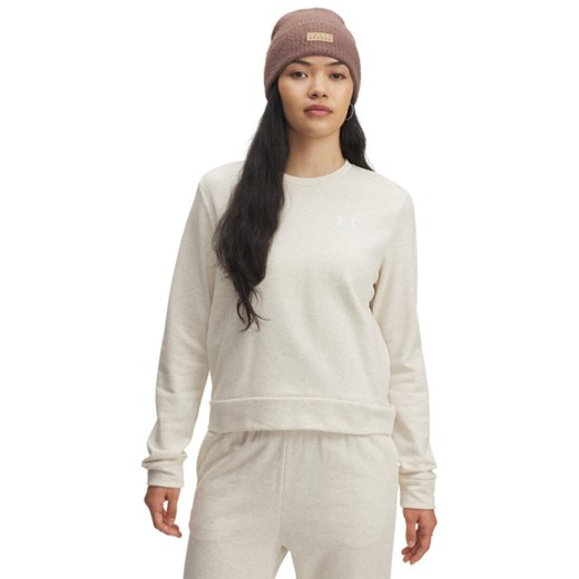 Damska bluza dresowa nierozpinana bez kaptura Under Armour UA Rival Terry Crew - beżowa ze sklepu Sportstylestory.com w kategorii Bluzy damskie - zdjęcie 184941205