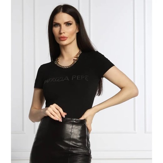 Patrizia Pepe T-shirt MAGLIA | Slim Fit ze sklepu Gomez Fashion Store w kategorii Bluzki damskie - zdjęcie 184943785