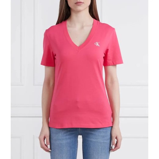 Calvin Klein Jeans T-shirt MICRO MONOLOGO | Slim Fit ze sklepu Gomez Fashion Store w kategorii Bluzki damskie - zdjęcie 184944315