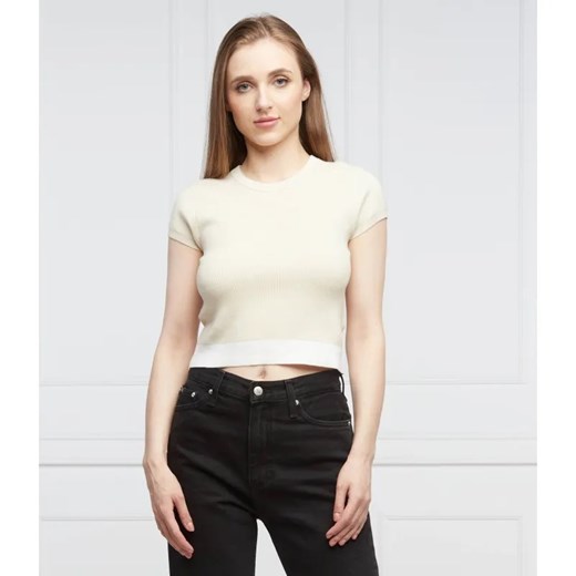 Calvin Klein Jeans T-shirt | Slim Fit ze sklepu Gomez Fashion Store w kategorii Bluzki damskie - zdjęcie 184944898