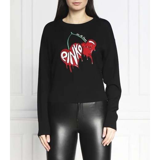 Pinko Wełniany sweter MERCURIO MAGLIA 100 WO + JACQU | Regular Fit Pinko L okazyjna cena Gomez Fashion Store