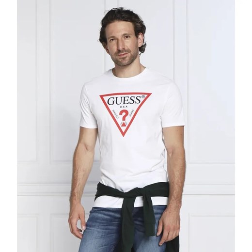GUESS T-shirt TRI LOGO | Regular Fit ze sklepu Gomez Fashion Store w kategorii T-shirty męskie - zdjęcie 184945757