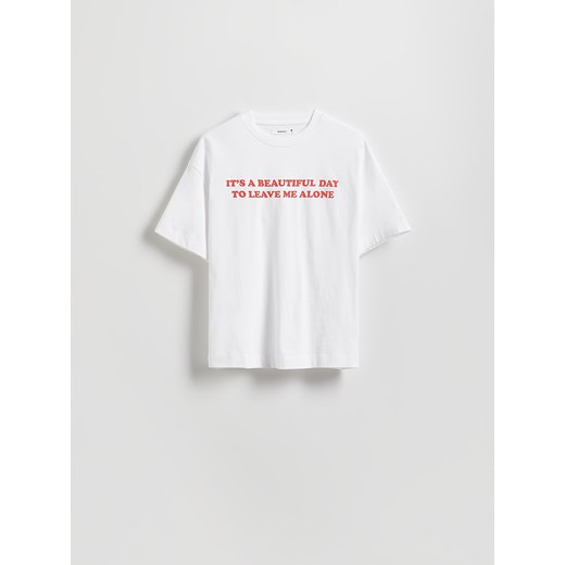 Reserved - T-shirt z nadrukiem - biały Reserved L Reserved