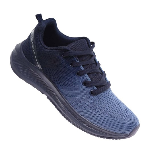 Sznurowane męskie granatowe buty sportowe /D1-3 18008 GF483/ ze sklepu Pantofelek24.pl w kategorii Buty sportowe męskie - zdjęcie 184955348