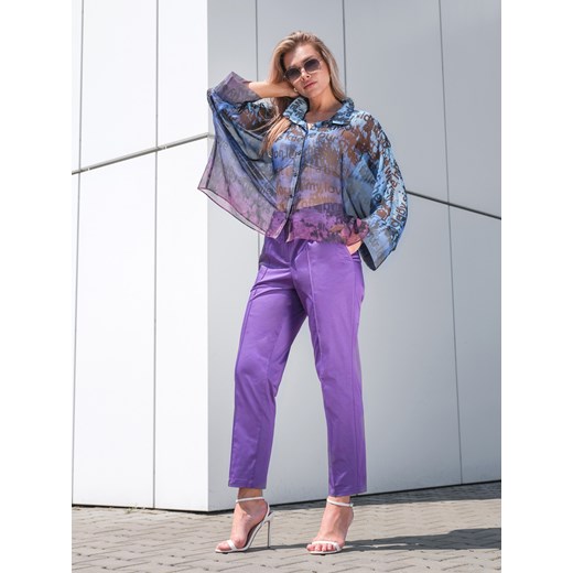 Bawełniane spodnie wizytowe damskie fioletowe EyeForFashion ze sklepu Eye For Fashion w kategorii Spodnie damskie - zdjęcie 184956209