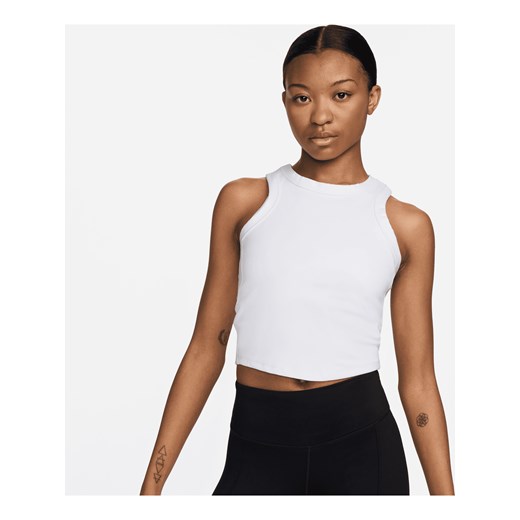 Damska koszulka bez rękawów o skróconym kroju Dri-FIT Nike One Fitted - Biel ze sklepu Nike poland w kategorii Bluzki damskie - zdjęcie 184957159