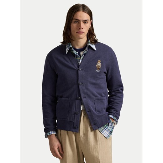 Polo Ralph Lauren Kardigan 710980316001 Granatowy Regular Fit ze sklepu MODIVO w kategorii Swetry męskie - zdjęcie 184957448
