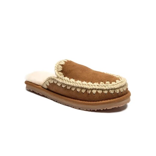 MOU Skórzane obuwie domowe FULL ESKIMO STITCH | z dodatkiem wełny ze sklepu Gomez Fashion Store w kategorii Kapcie damskie - zdjęcie 184962415