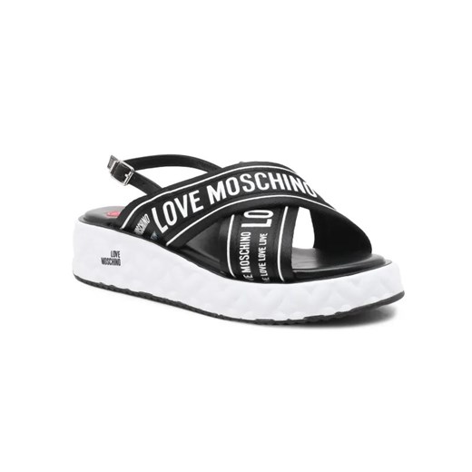 Love Moschino Skórzane sandały NASTROLOGO ze sklepu Gomez Fashion Store w kategorii Sandały damskie - zdjęcie 184963136