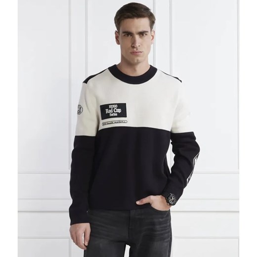 HUGO Sweter soccar | Regular Fit | z dodatkiem wełny ze sklepu Gomez Fashion Store w kategorii Swetry męskie - zdjęcie 184970145
