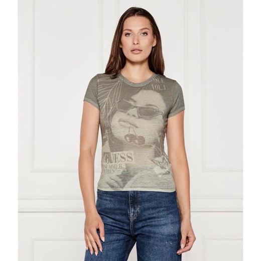 GUESS T-shirt SUMMER VIBES | Slim Fit ze sklepu Gomez Fashion Store w kategorii Bluzki damskie - zdjęcie 184971538
