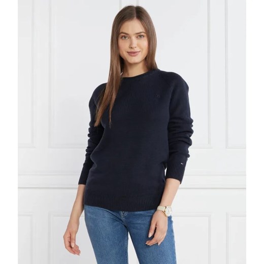 Tommy Hilfiger Wełniany sweter MID GG C-NK | Regular Fit ze sklepu Gomez Fashion Store w kategorii Swetry damskie - zdjęcie 184972355