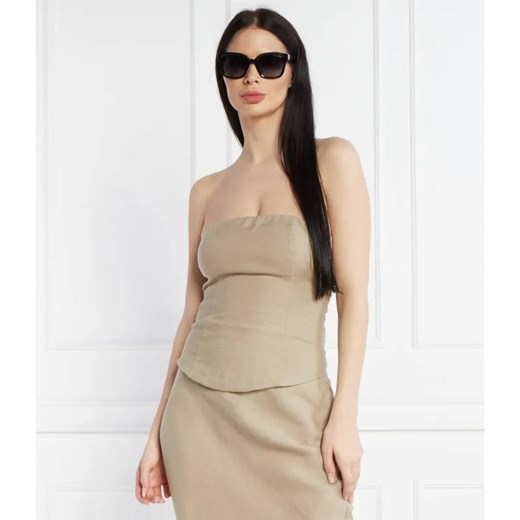 Samsøe Samsøe Lniany top Saelynn | Slim Fit ze sklepu Gomez Fashion Store w kategorii Bluzki damskie - zdjęcie 184973727
