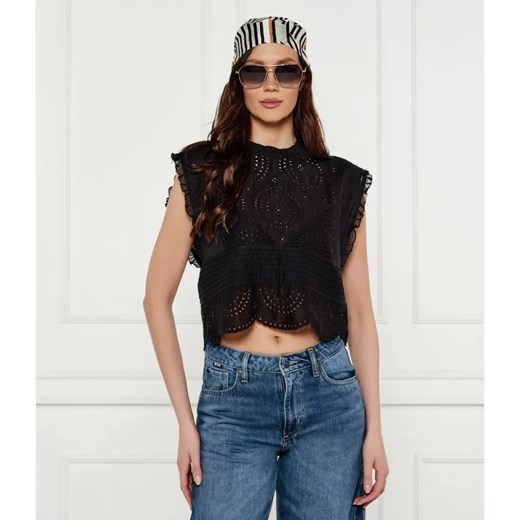 BOSS ORANGE Koronkowa bluzka C_Bredy | Cropped Fit ze sklepu Gomez Fashion Store w kategorii Bluzki damskie - zdjęcie 184975849