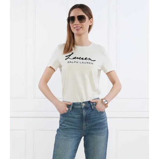 LAUREN RALPH LAUREN T-shirt KATLIN-SHORT SLEEVE-T-SHIRT | Slim Fit ze sklepu Gomez Fashion Store w kategorii Bluzki damskie - zdjęcie 184978857